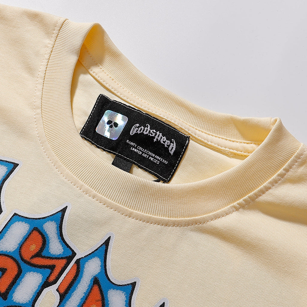 Godspeed T-shirts Star Shock Skull Print Cotton Casual Short Sleeve Men and Women